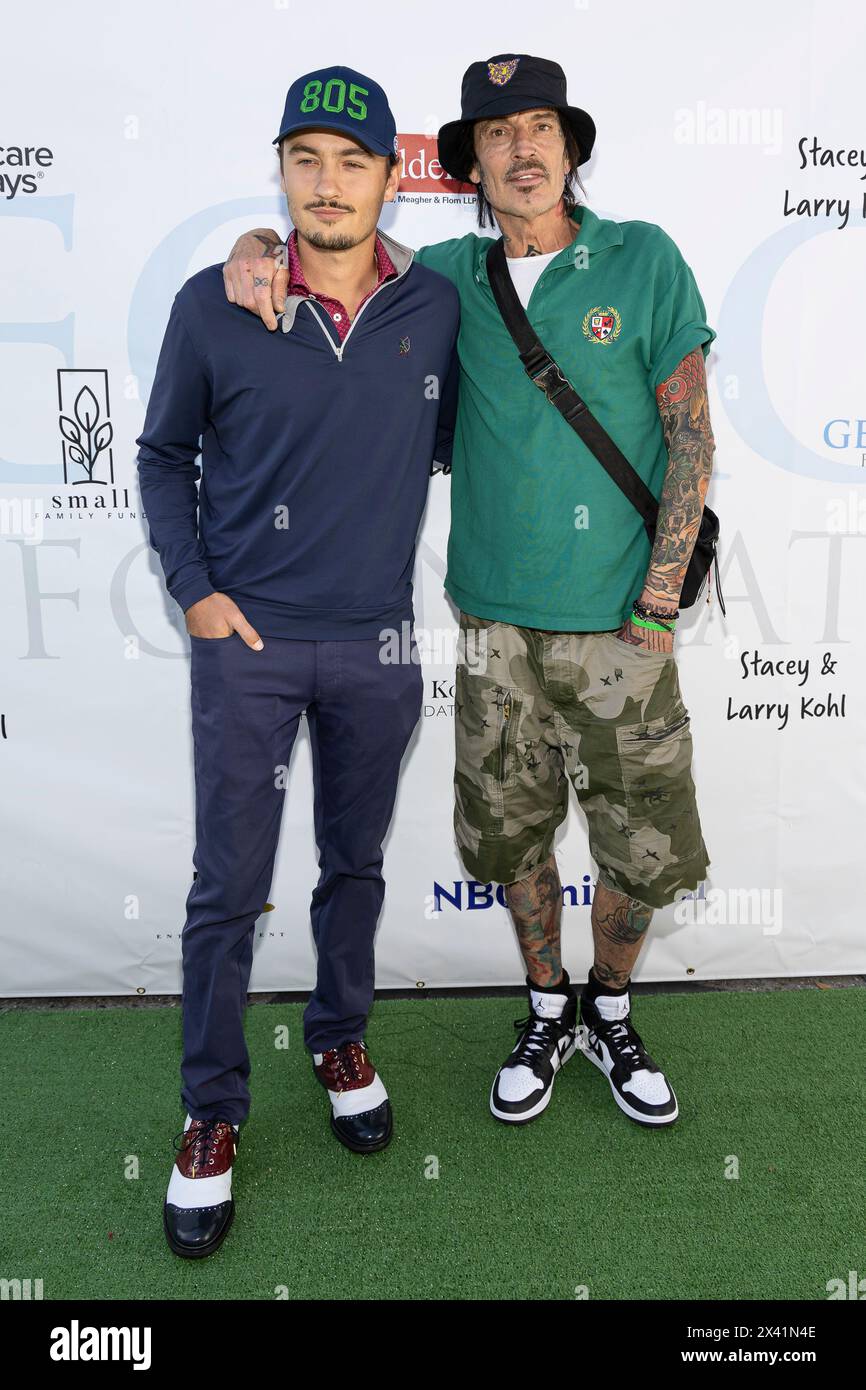 Toluca Lake, USA. 29th Apr, 2024. Brandon Thomas Lee and Tommy Lee attend the green carpet arrivals of The George Lopez Foundation 17th Annual Celebrity Golf Classic at the Lakeside Country Club in Toluca Lake, CA on April 29, 2024. (Photo by Corine Solberg/SipaUSA) Credit: Sipa USA/Alamy Live News Stock Photo