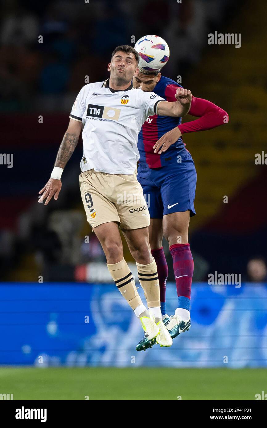 Barcelona, Spain. 29th Apr, 2024. BARCELONA, SPAIN - APRIL 29: Ronald Araujo of FC Barcelona during the Liga EA Sports match between FC Barcelona and Valencia CF at the Estadi Olimpic Lluis Companys on April 29, 2024 in Barcelona, Spain Credit: DAX Images/Alamy Live News Stock Photo