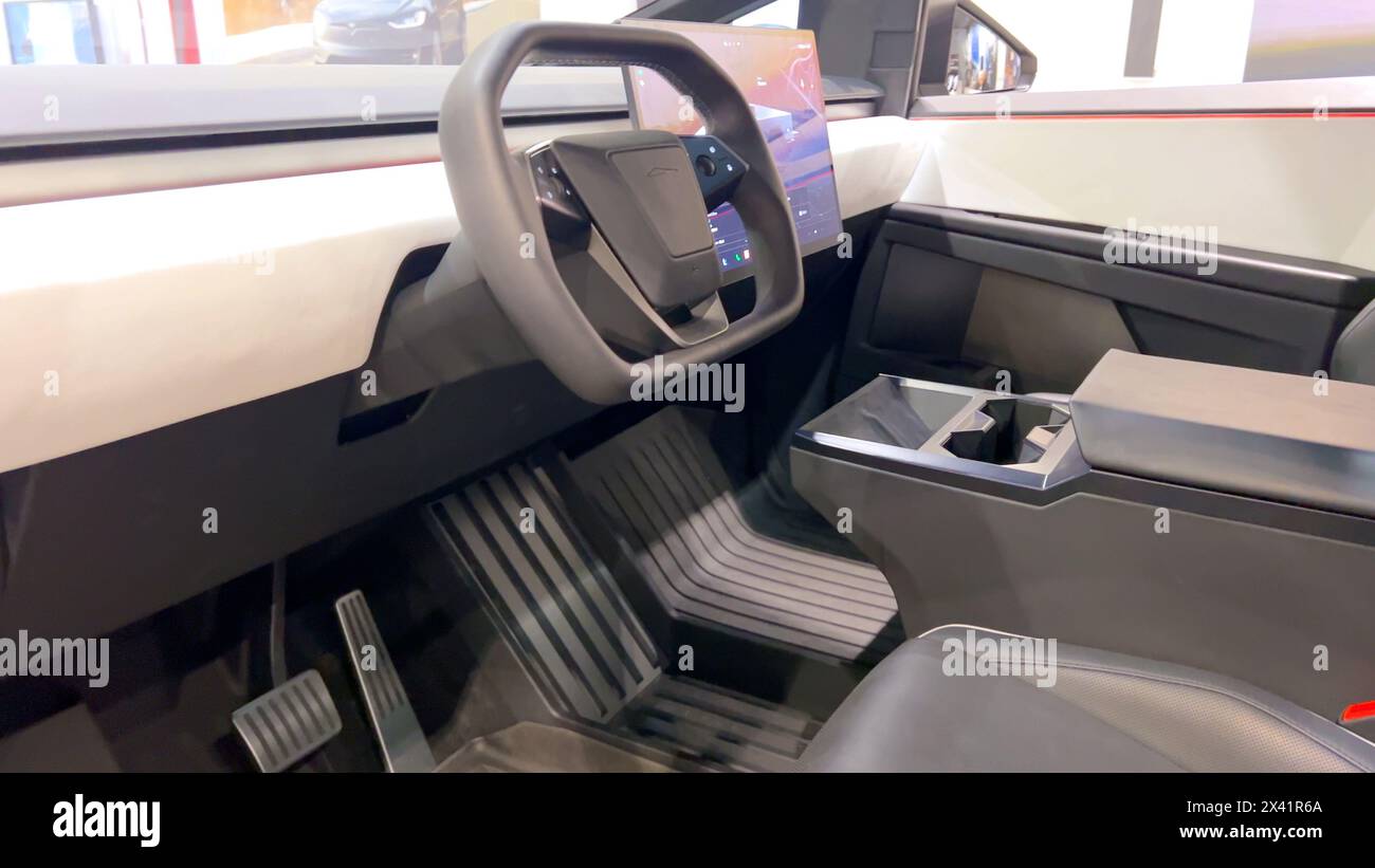 Tesla Cybertruck on Display at Tesla Store in Park Meadows Mall Stock