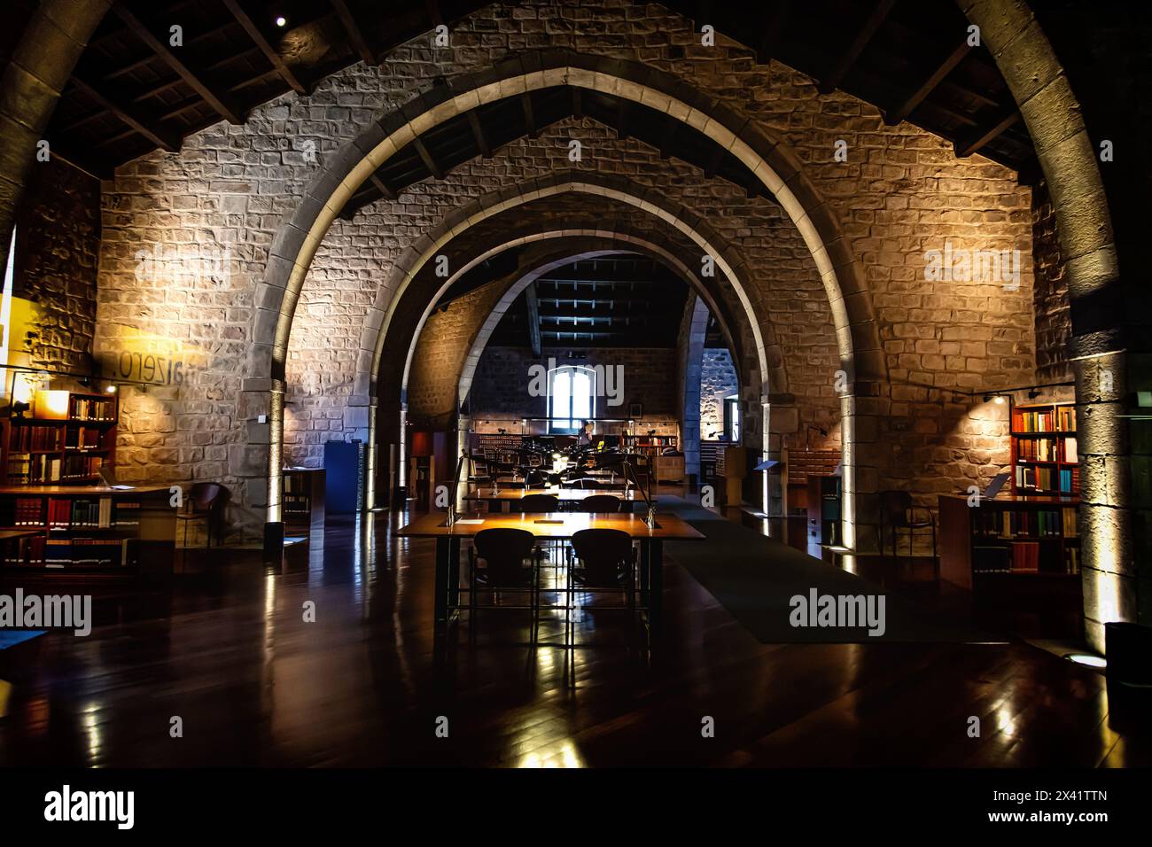 Barcelona, Spain - June 1, 2019. Interior of the National Library of Catalonia, Barcelona Stock Photo