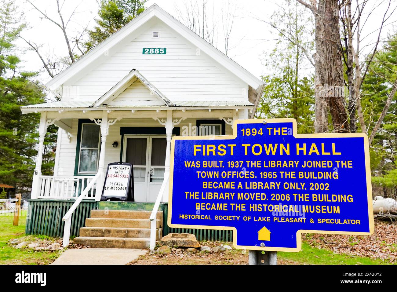 The First Town Hall of Lake Pleasant, NY built in 1894, later joined by