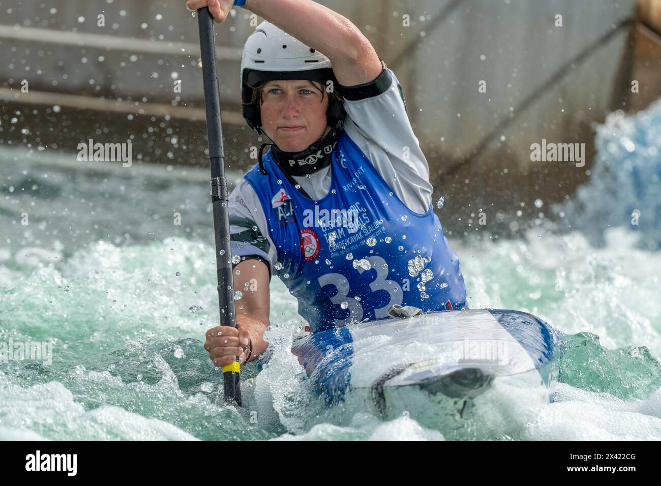 April 26, 2024: Finn Blackburn (33) during US Olympic Mens Kayak Team Trials at Riversport in Oklahoma City, OK. Stock Photo