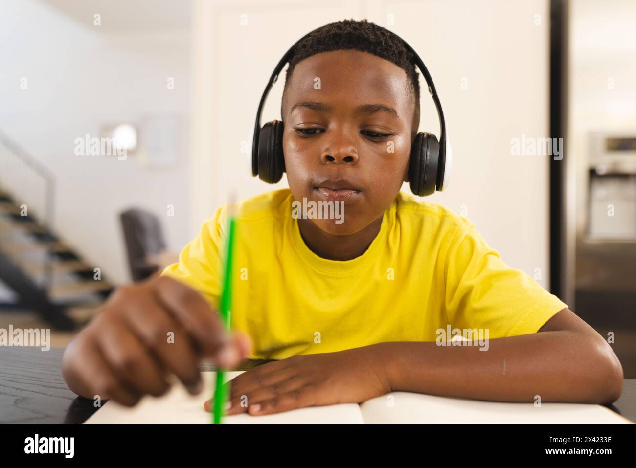African american boy wearing headphones hi-res stock photography and ...