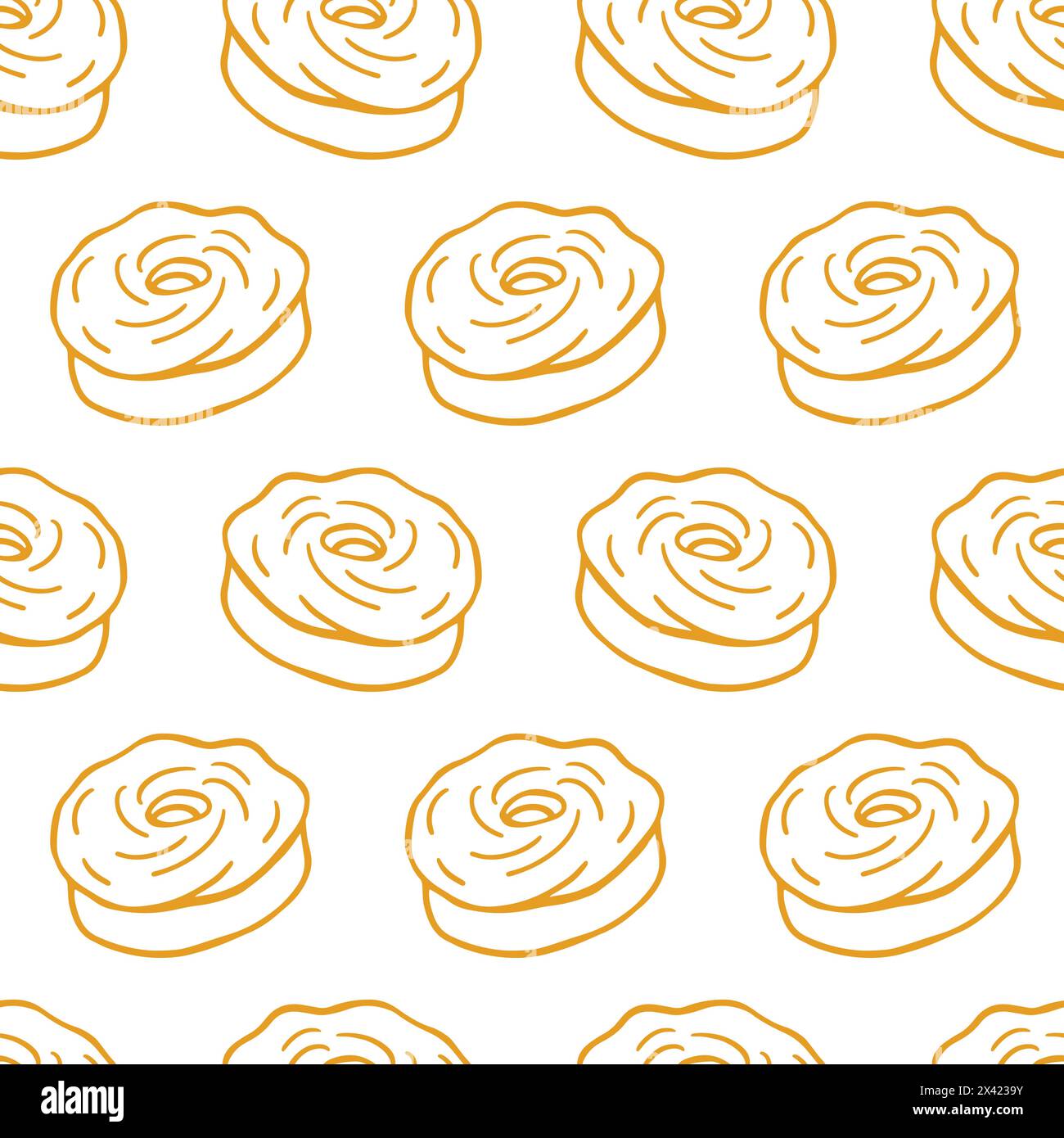 Pastry, sweet bakery seamless pattern donuts. Stock Vector