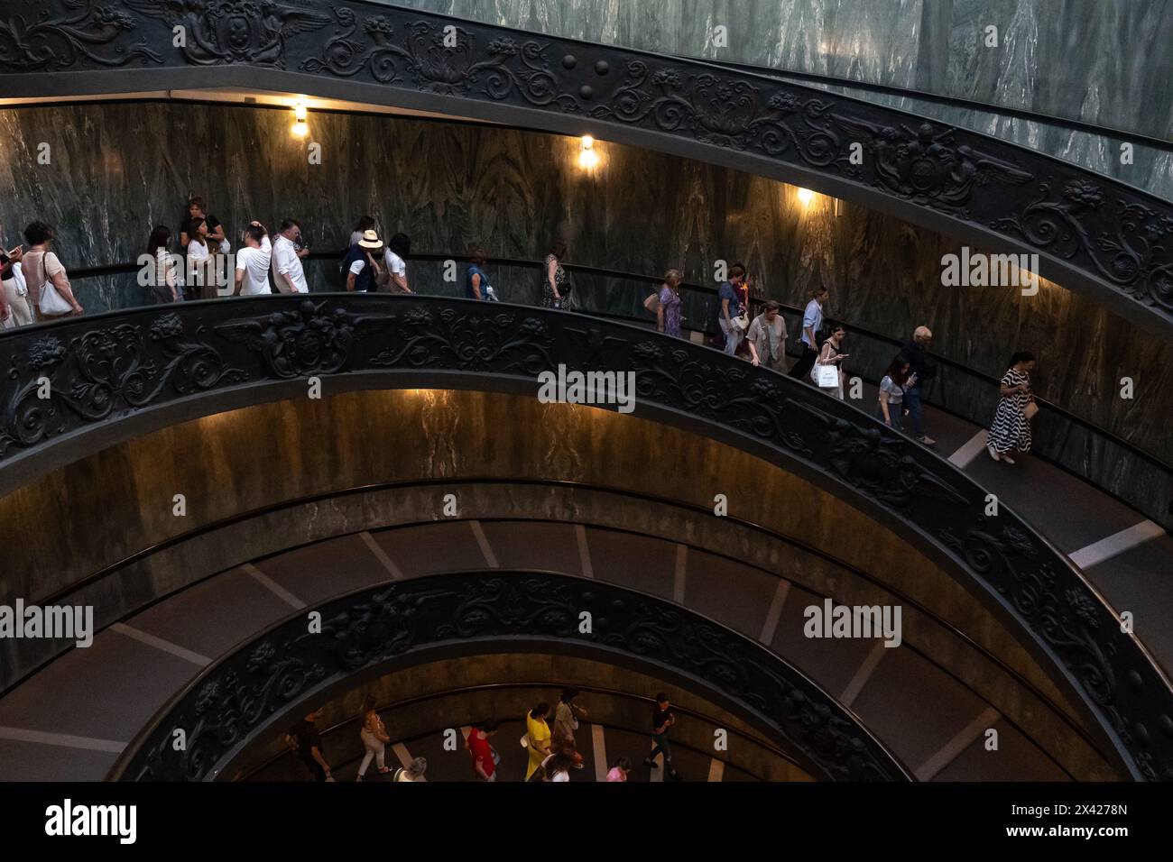 Vatican City - July 14 2023: View of spiral staircase with detailed