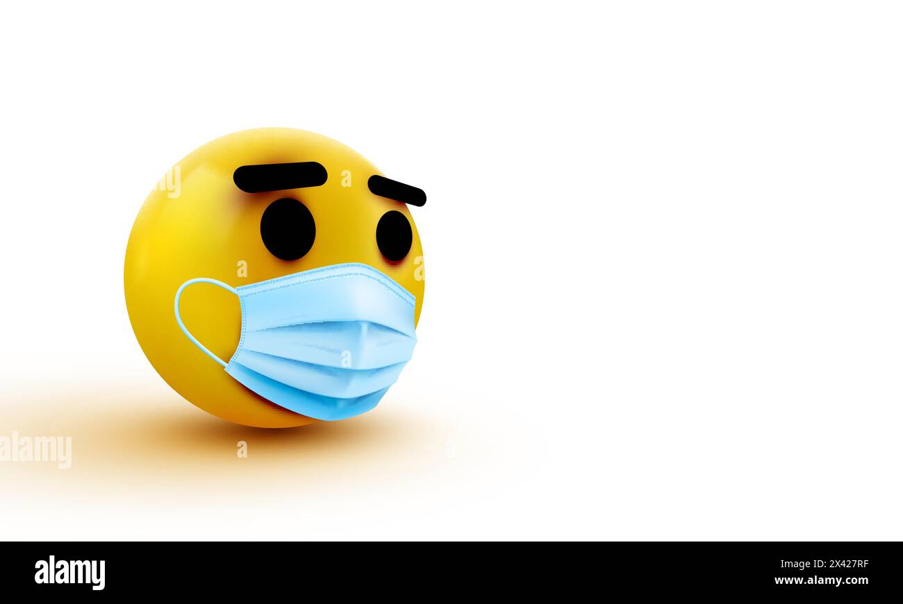 Medical mask emoji isolated on white background. Vector illustration ...
