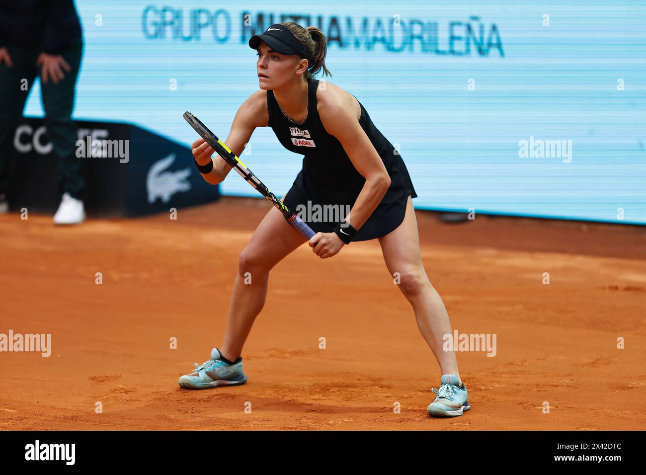 Madrid, Spain. 29th Apr, 2024. Sara Bejlek (CZE) Tennis : Sara Bejlek during singles round of 16 match against Elena Rybakina on the WTA 1000 tournaments Mutua Madrid Open tennis tournament at the Caja Magica in Madrid, Spain . Credit: Mutsu Kawamori/AFLO/Alamy Live News Stock Photo