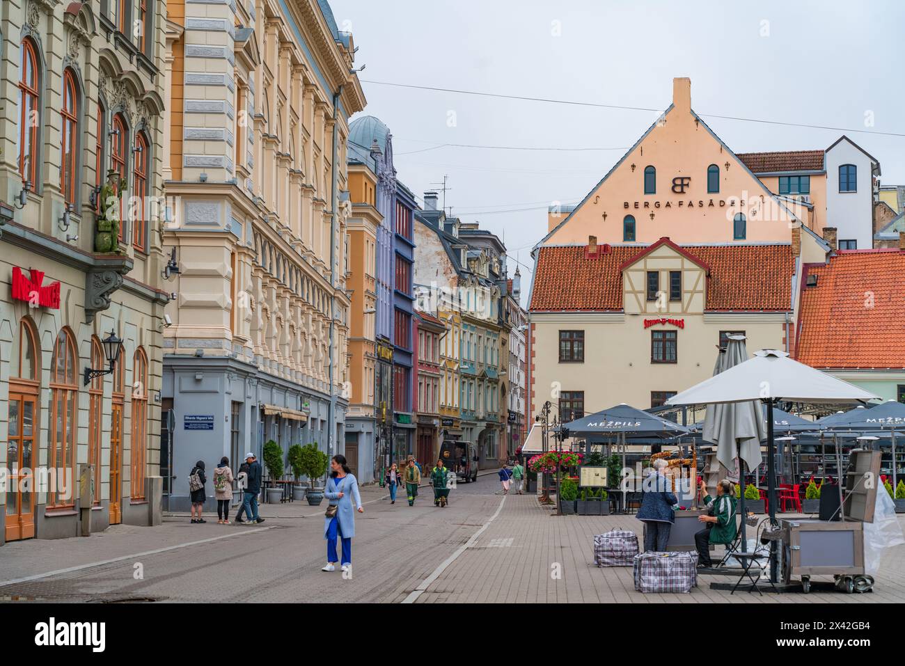 Street view of the old town of Riga, Latvia Stock Photo