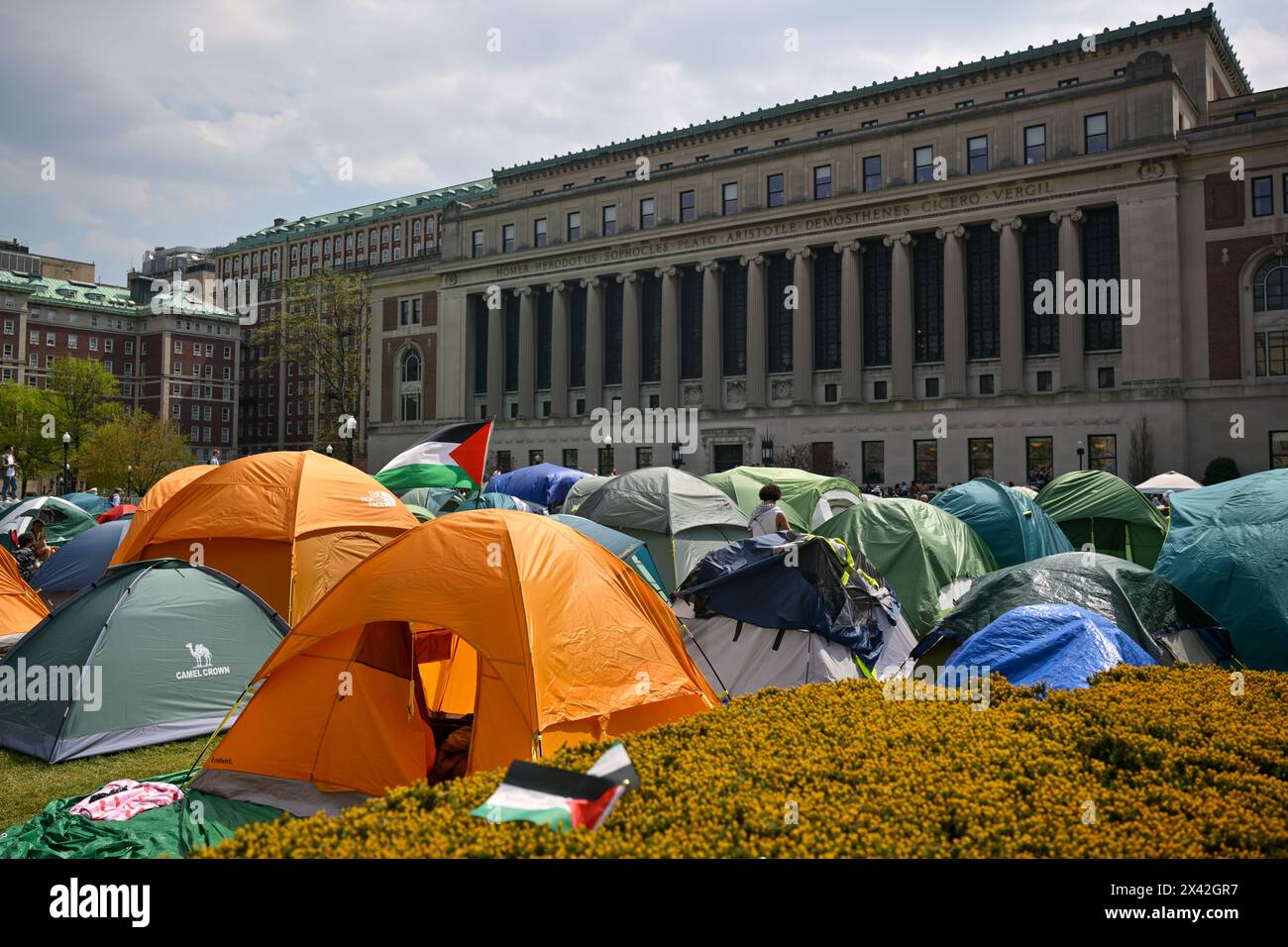 Students protest at the "Gaza Solidarity Encampment" at Columbia