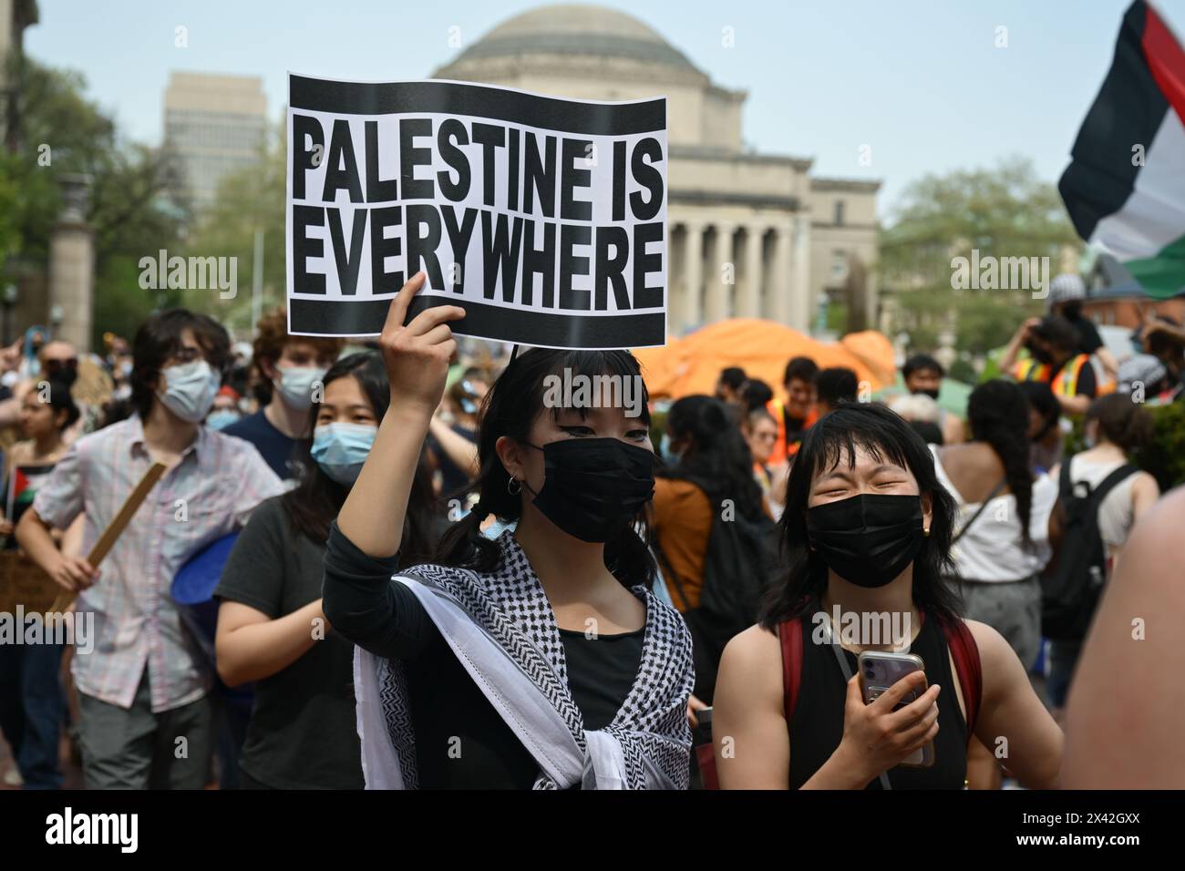 Students protest at the "Gaza Solidarity Encampment" at Columbia