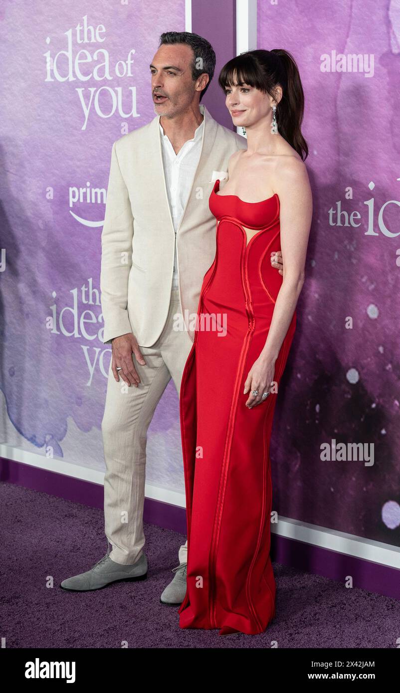 New York, USA. 29th Apr, 2024. Reid Scott and Anne Hathaway attend the Amazon MGM Studios 'The Idea Of You' New York premiere at Jazz at Lincoln Center in New York on April 29, 2024. (Photo by Lev Radin/Sipa USA) Credit: Sipa USA/Alamy Live News Stock Photo