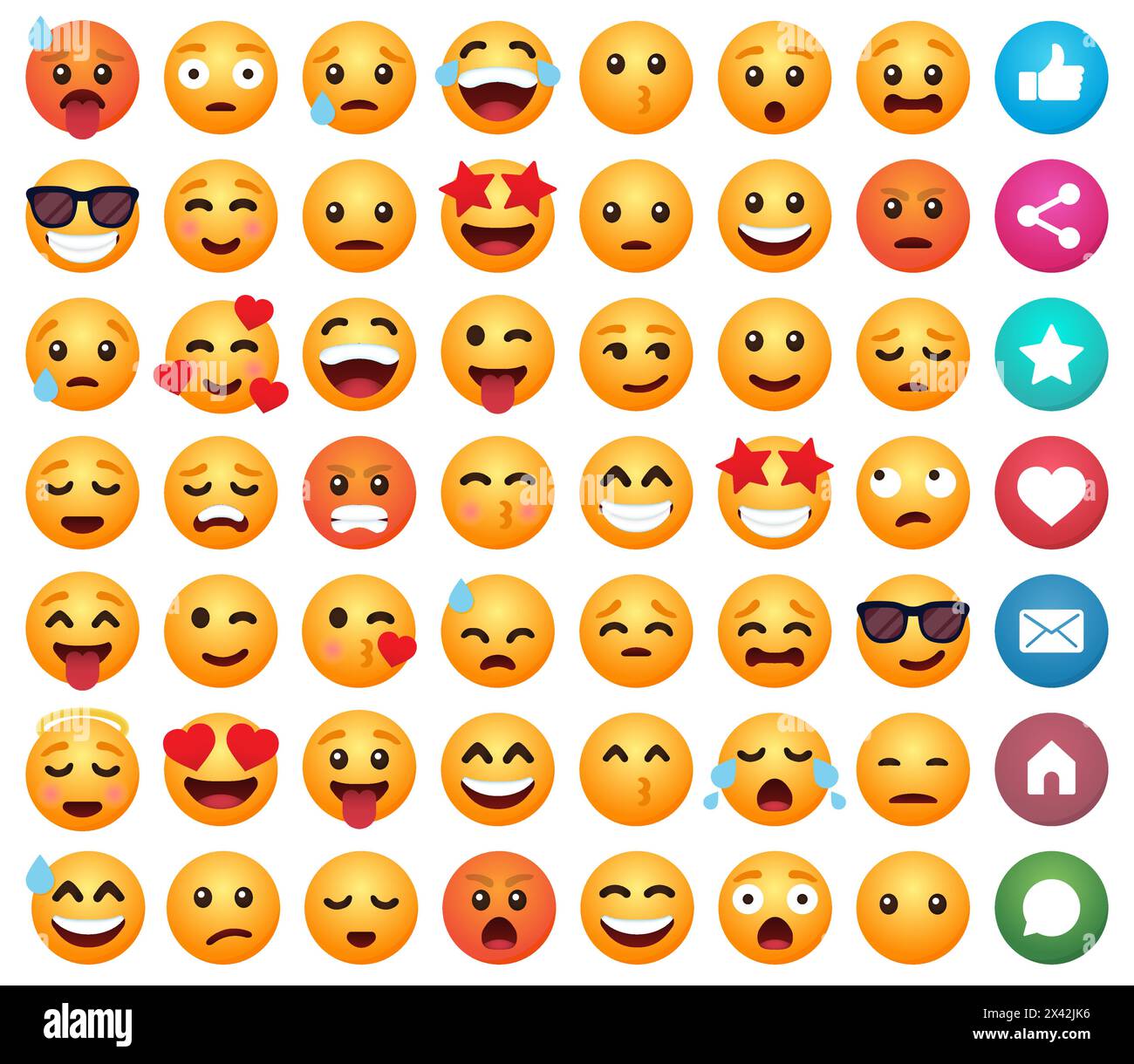 Set of emoticon cartoon emojis smile for social media Stock Vector