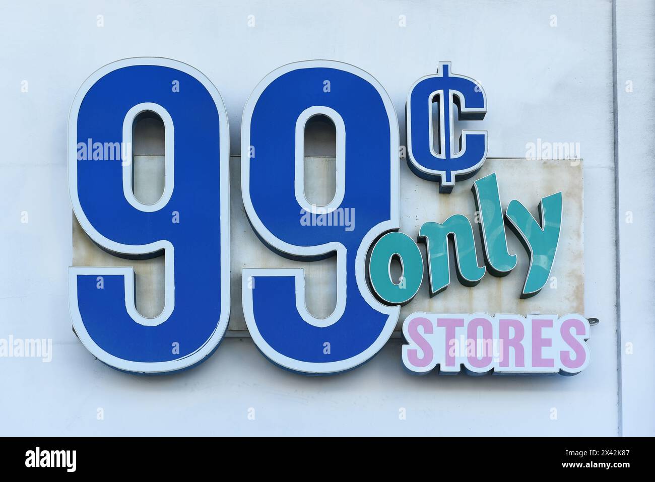 WHITTIER, CALIFORNIA 28 APR 2024 Sign at the 99 Cent Only store on