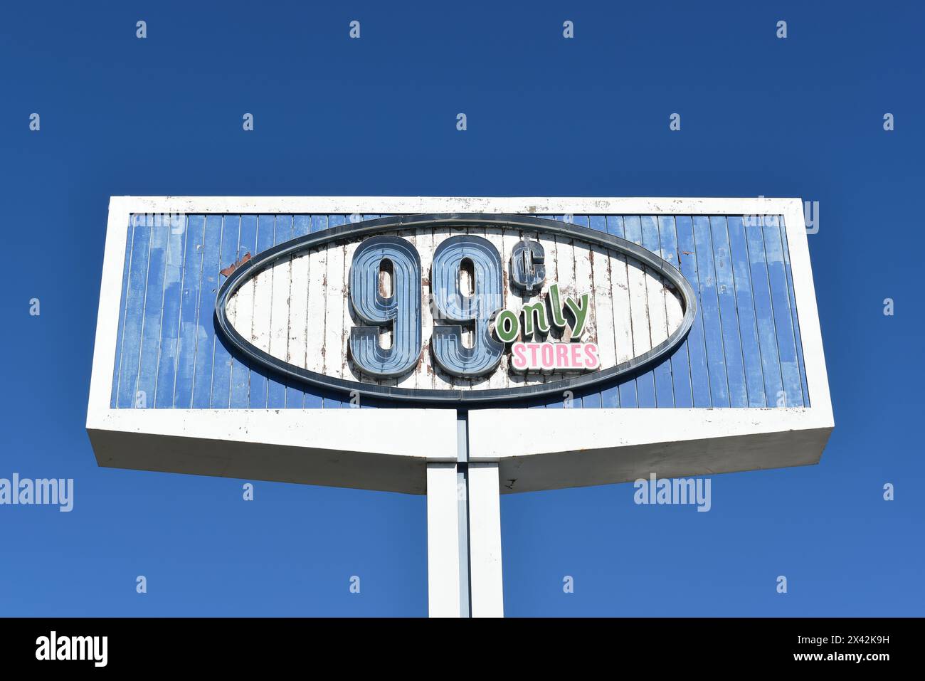 WHITTIER, CALIFORNIA 28 APR 2024 Sign at the 99 Cent Only store on