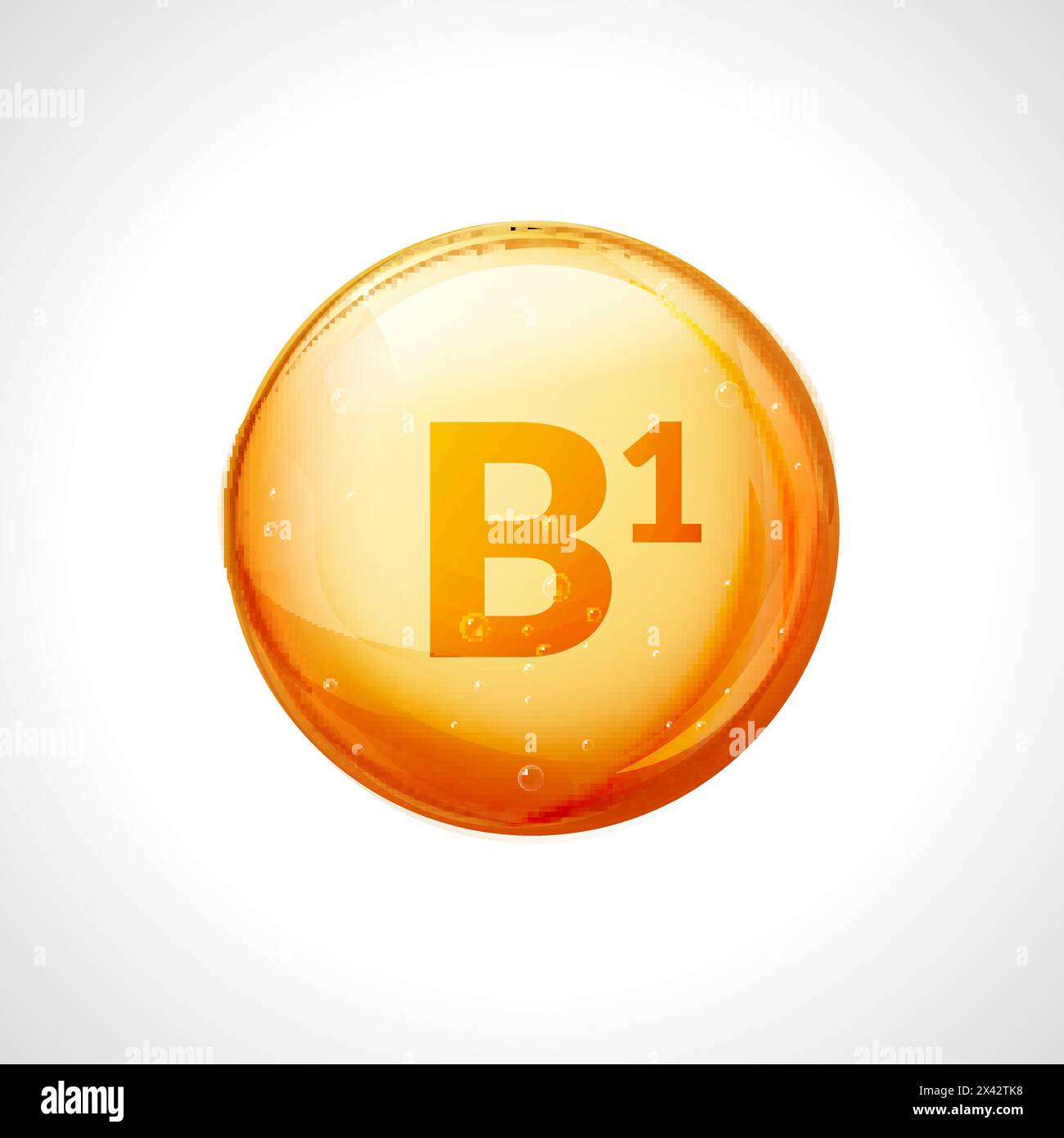 Vitamin B1 isolated on white. Medicine health symbol of thiamin. Natural chemical b1 vitamin. Stock Vector