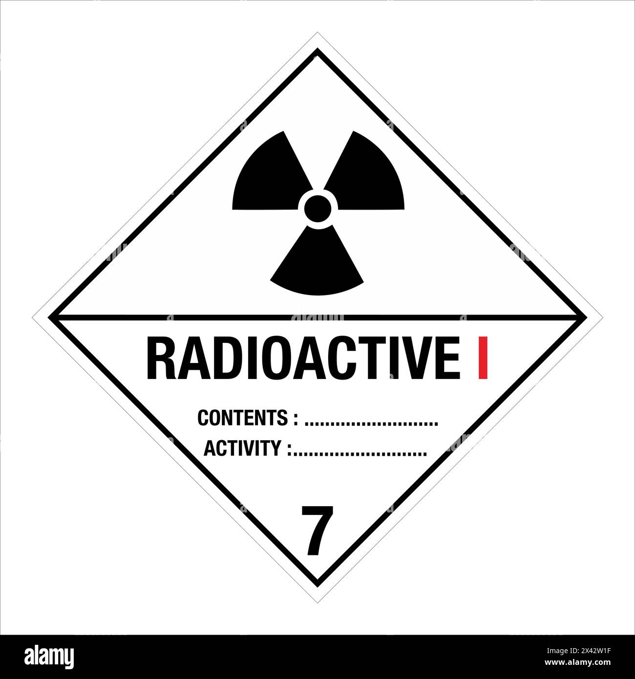 Class 7 Hazardous HAZMAT Material Label IATA Transportation Radioactive I Stock Vector Image