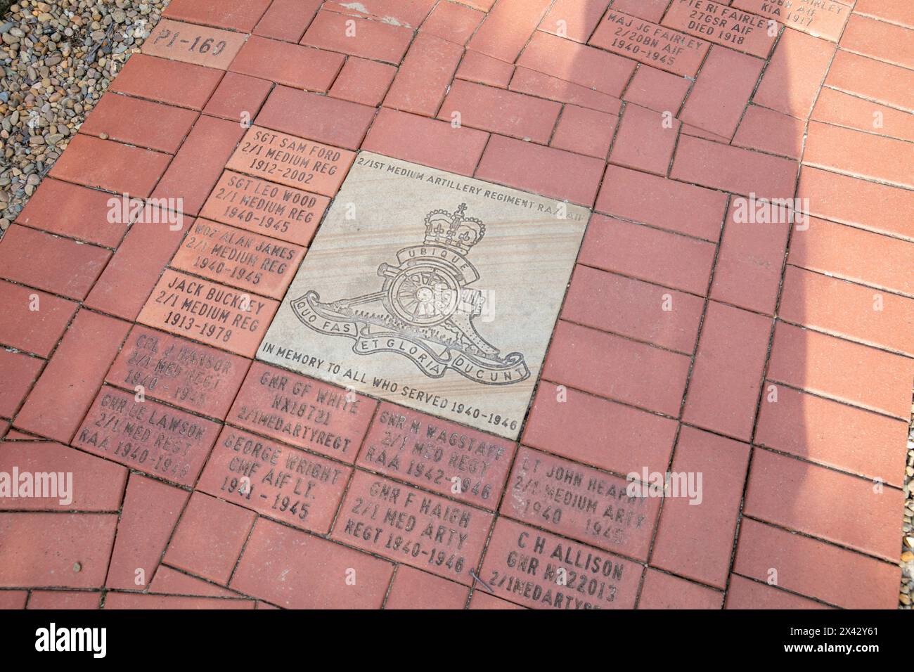 Memorial Walk North Head, Pavers walkway are inscribed with the names and messages of those who have served in the Navy, Army, Air Force,Merchant Navy Stock Photo