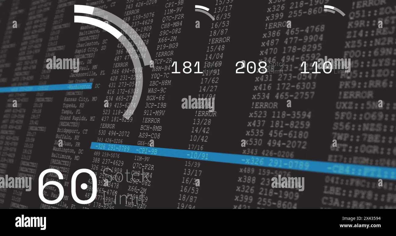 Image of financial data processing over screen Stock Photo