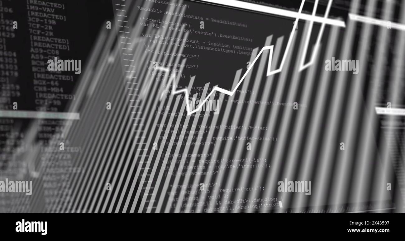 Image of financial data processing over screen Stock Photo