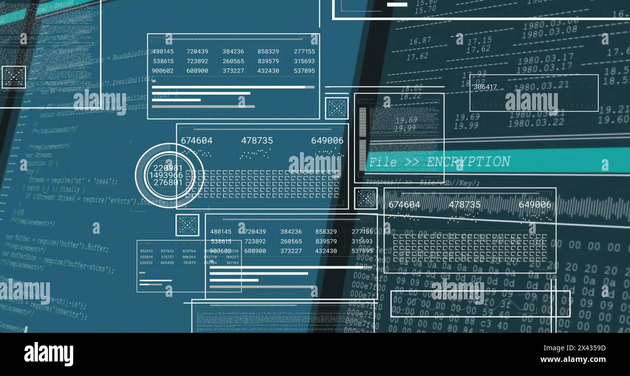 Image of financial data processing over screens Stock Photo