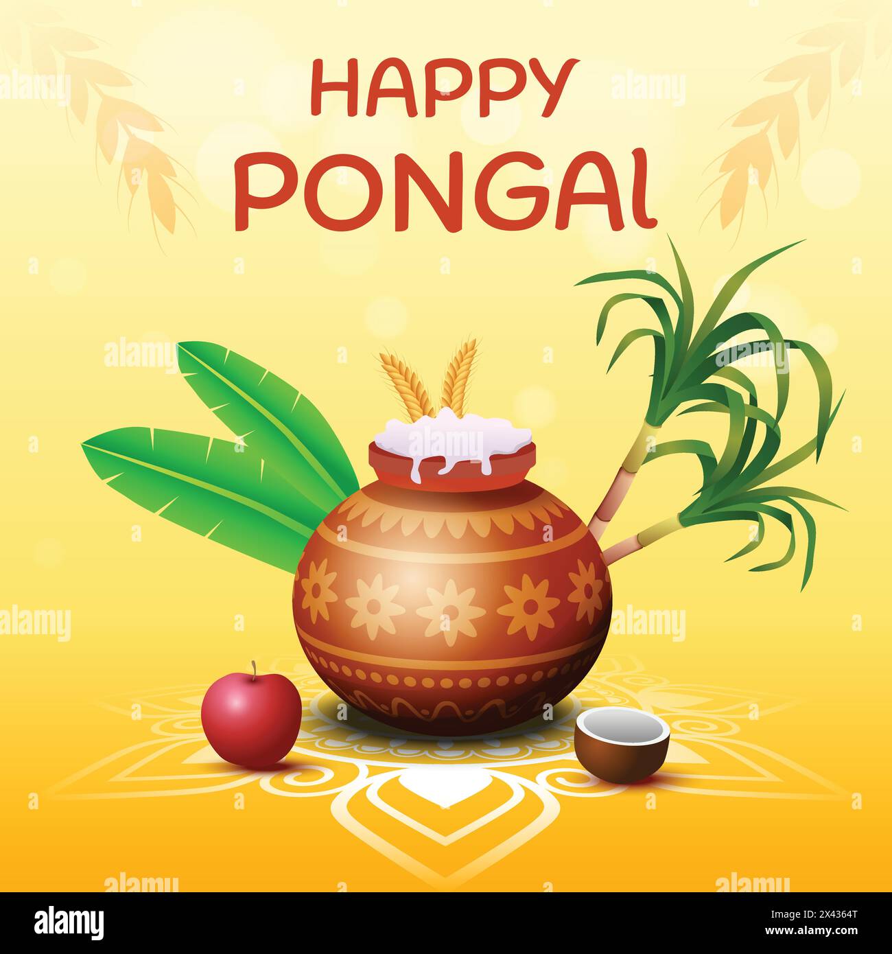 Happy pongal south indian harvesting festival greeting card vector ...