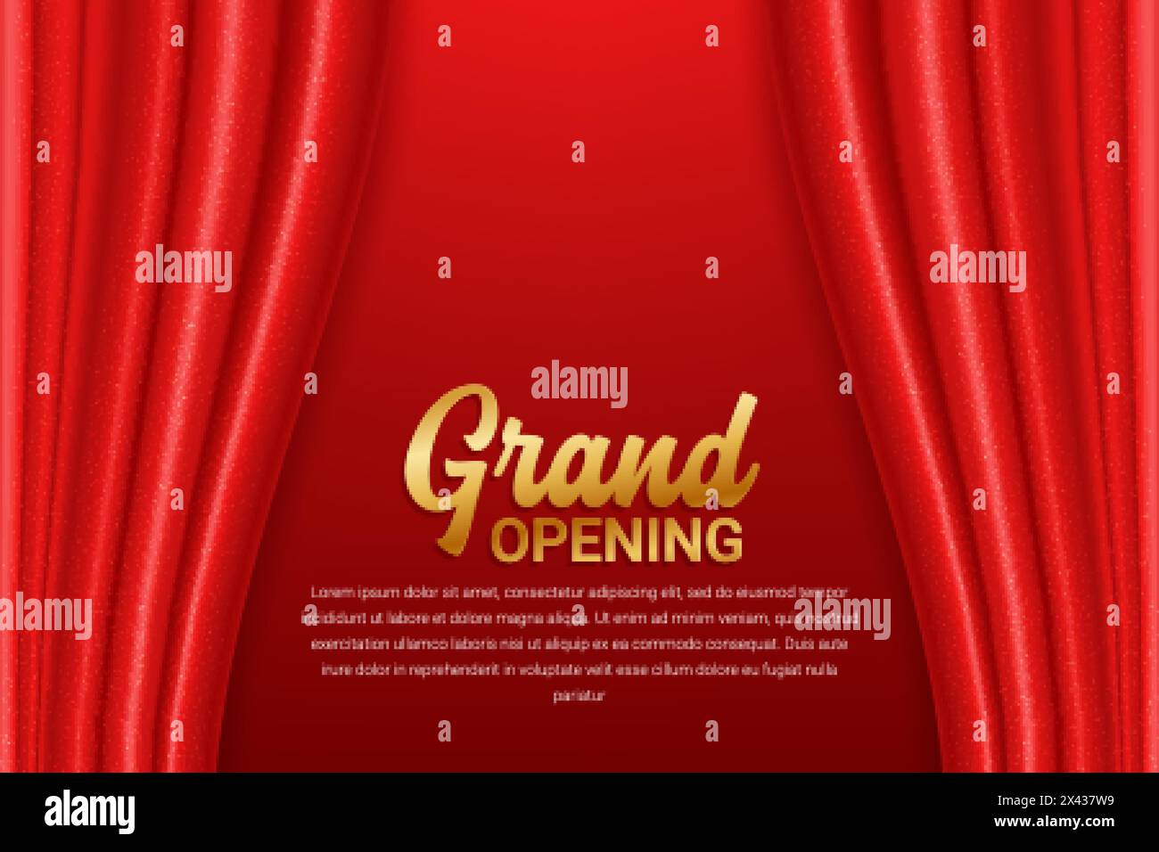 grand opening template with red curtain Stock Vector