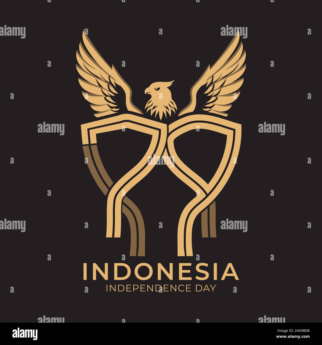 79th Indonesian Independence Day concept logo with golden color of eagle illustration Stock Vector