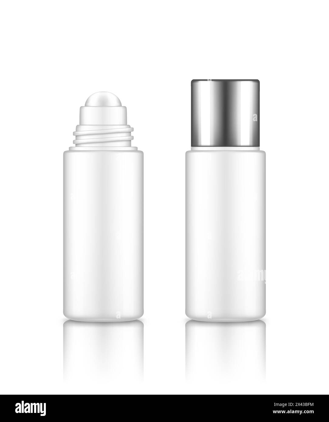 Lip, eye roller bottle with cream, serum, or essential oil for lifting, facial care and wrinkle prevent. Blank cosmetic product container mockup. Pack Stock Vector
