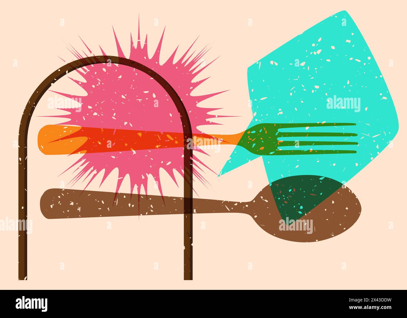 Risograph spoon fork geometric shapes hi-res stock photography and ...