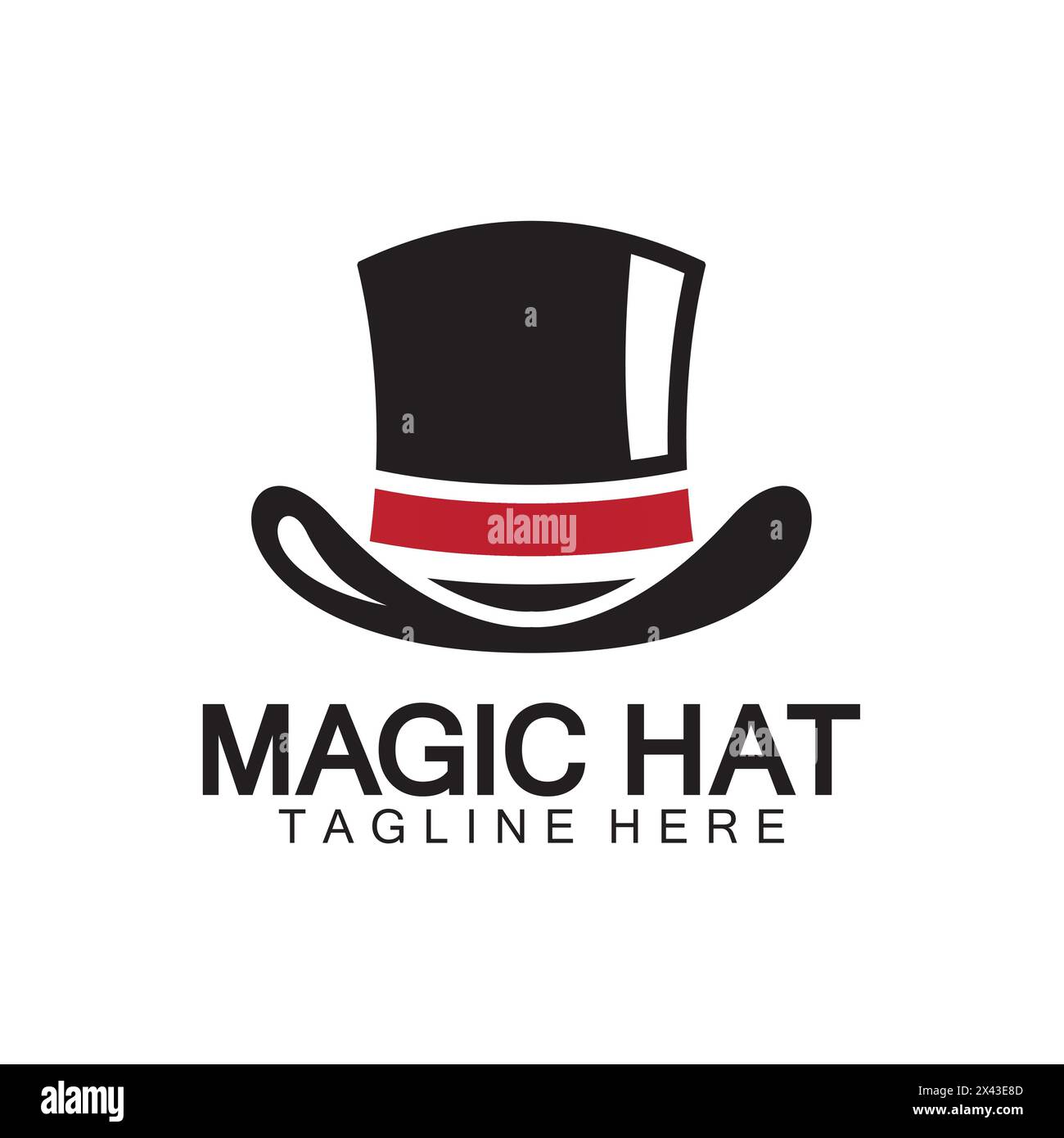Magic hat logo, Black Magician hat icon vector template Stock Vector