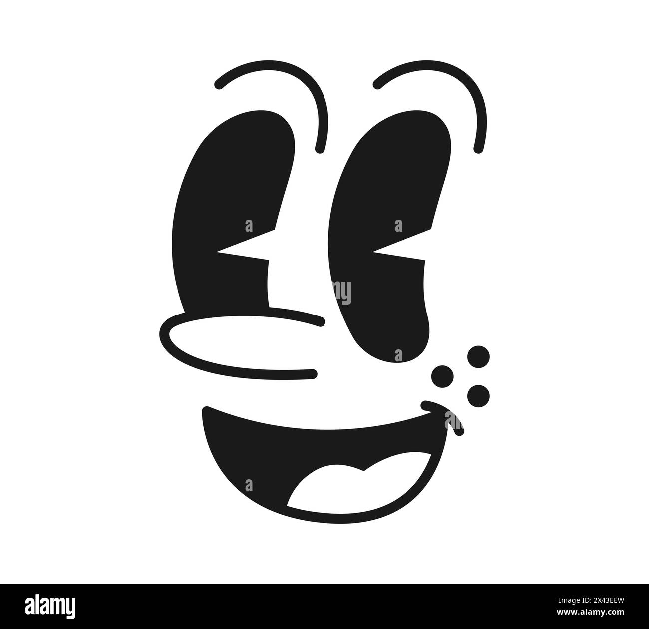 Cartoon face, groovy emoji with funny comic eyes or retro cute emoticon