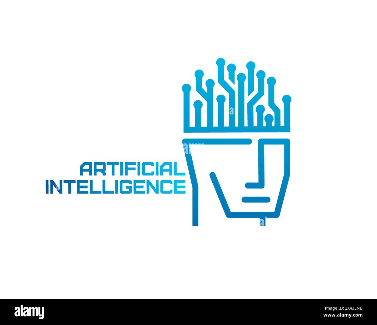 AI artificial intelligence icon of vector robot, human, cyborg or ...