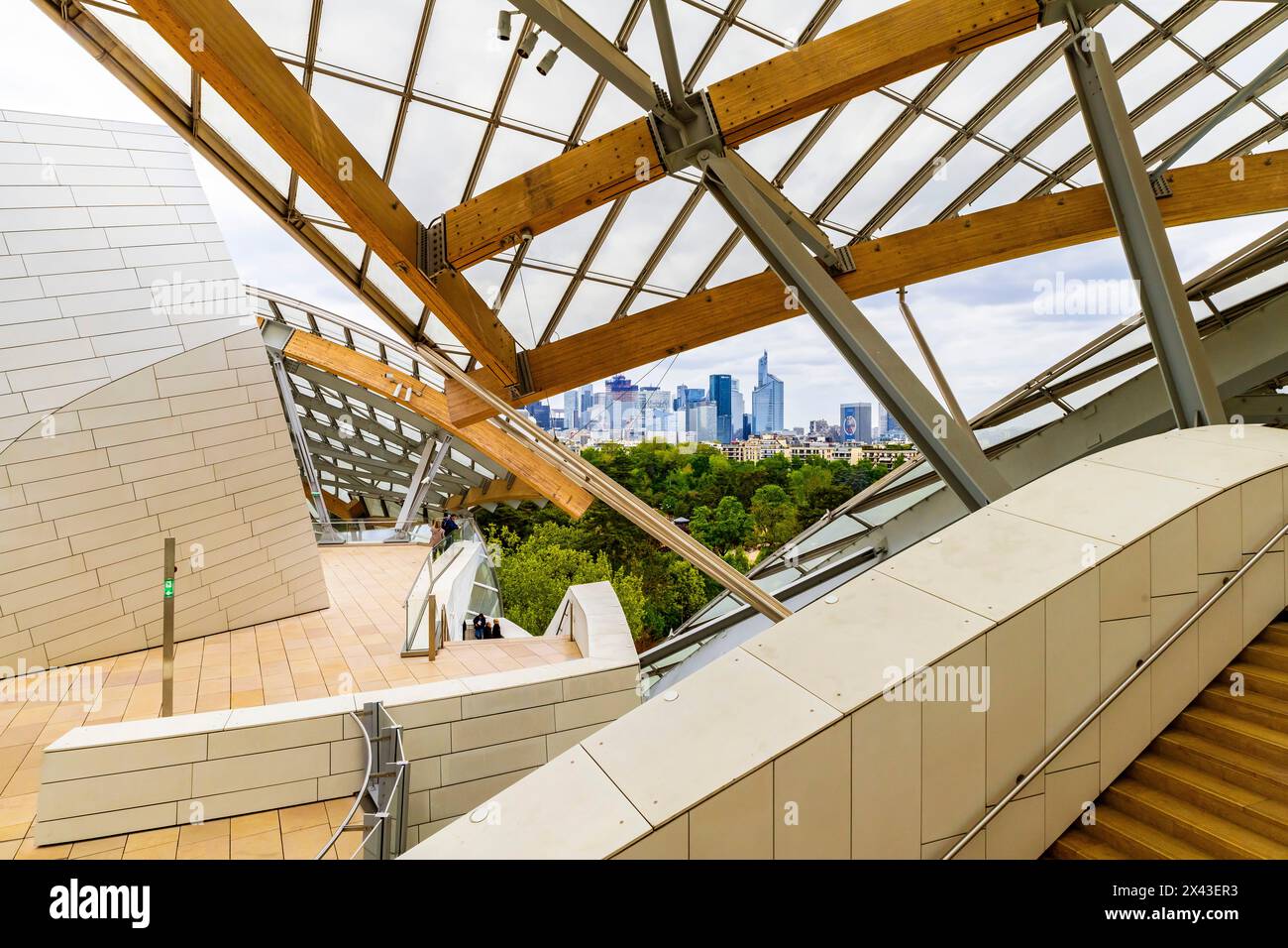 Fondation Louis Vuitton building design by architect Frank Gehry is a French art museum and cultural center sponsored by the group LVMH and its subsid Stock Photo