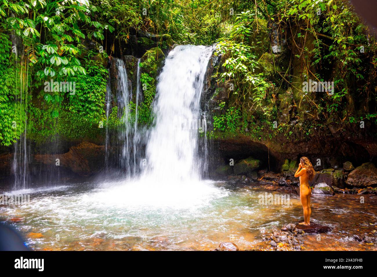 Yeh Hoo Waterfall, Ubud, Bali, Indonesia. (Editorial Use Only) Stock Photo