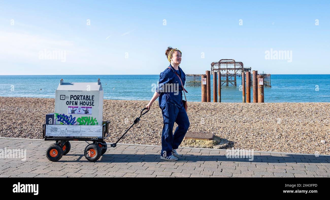 Brighton UK 30th April 2024 Brighton artist Bryony Devitt with her