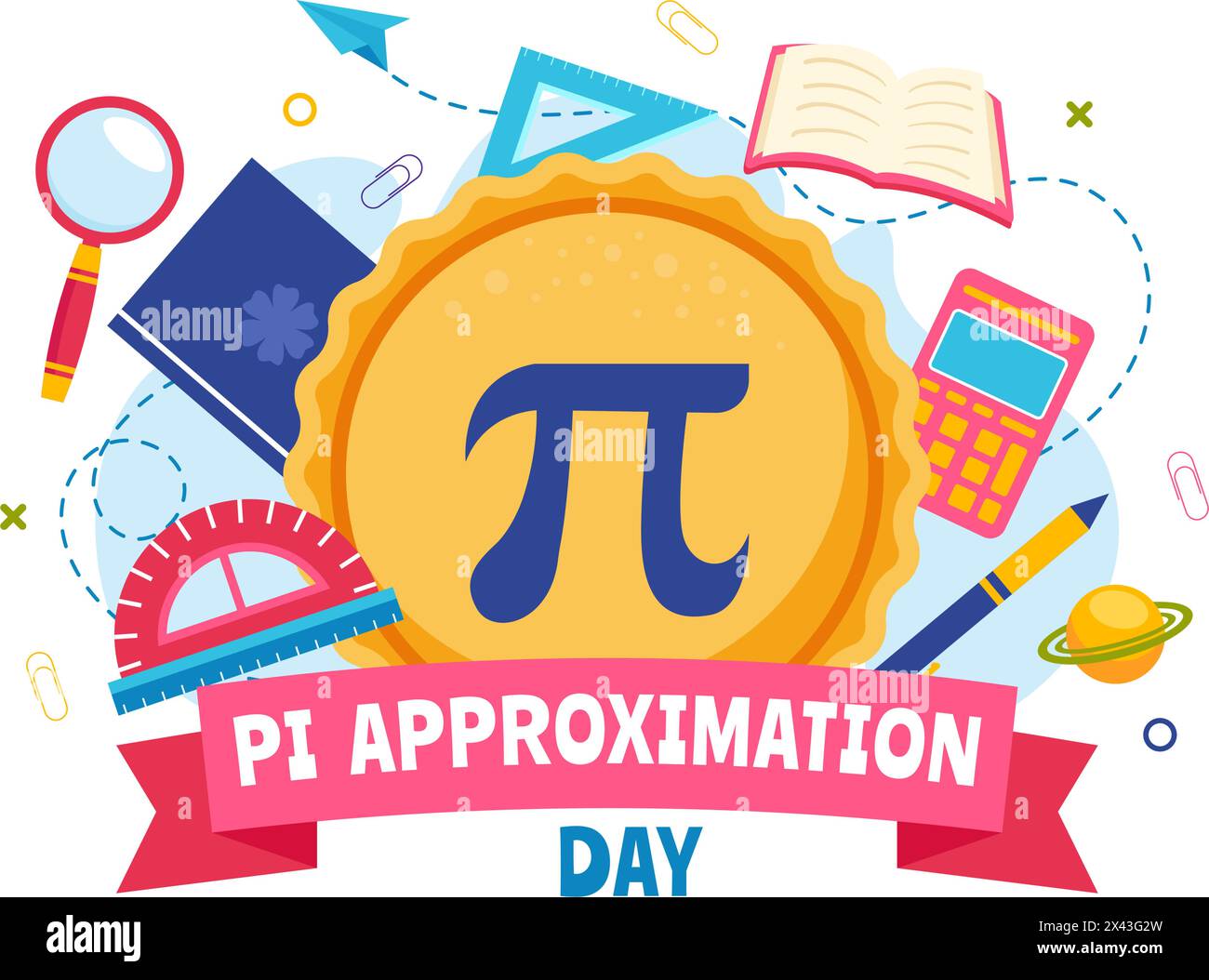 Pi Approximation Day Vector Illustration on July 22 with Mathematical Constants, Greek Letters or Baked Sweet Pie in Flat Cartoon Background Stock Vector