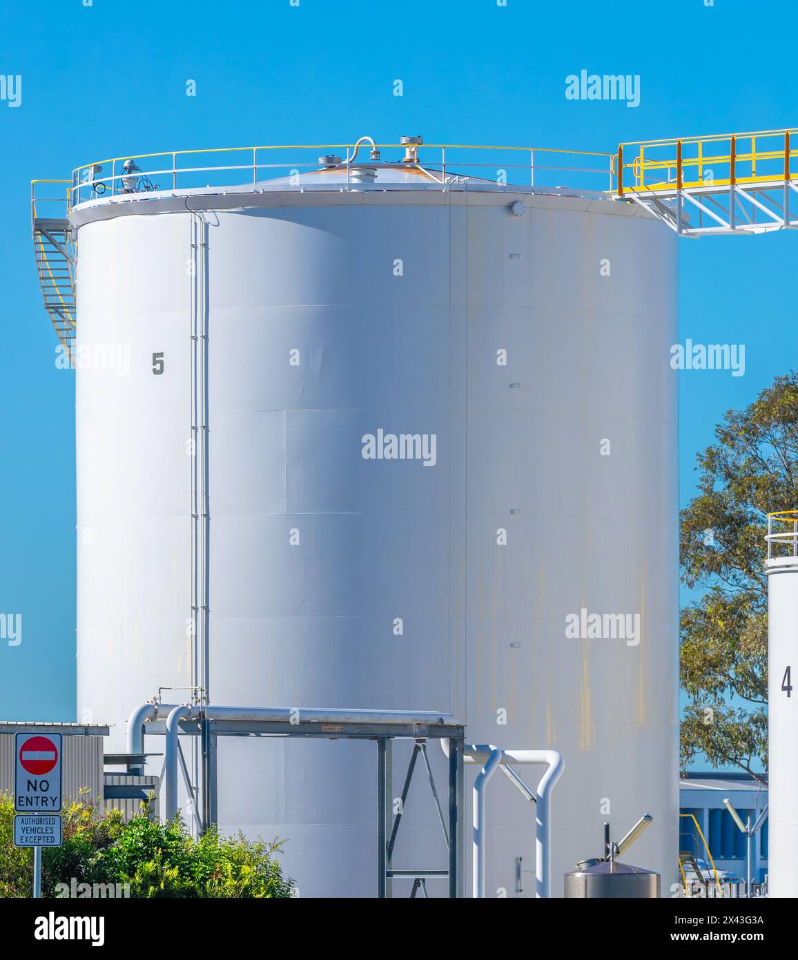 A jet fuel storage container at Sydney (Kingsford Smith) Airport in Sydney, Australia. Stock Photo