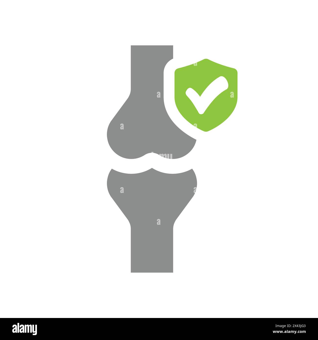 Human joint with checkmark shield. Healthy joints vector icon Stock Vector