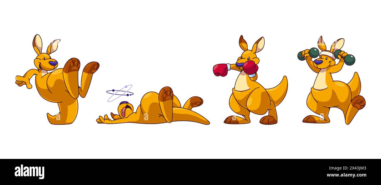 Australia kangaroo character. Jump cute and funny animal vector clipart
