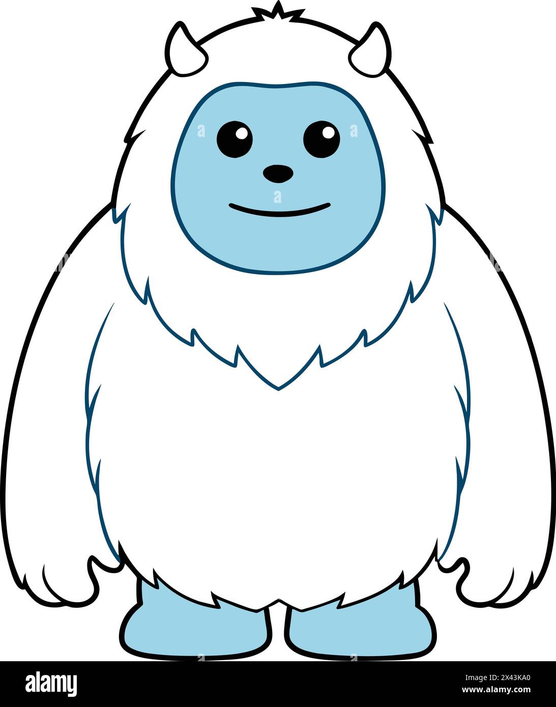 Cute Yeti Vector, Playful Outline Illustration on Solid Background Stock Vector