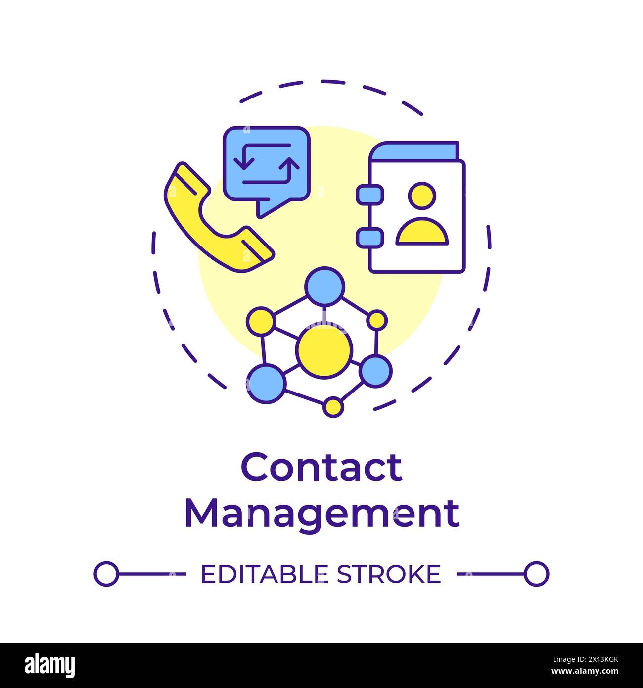 Contact management multi color concept icon Stock Vector