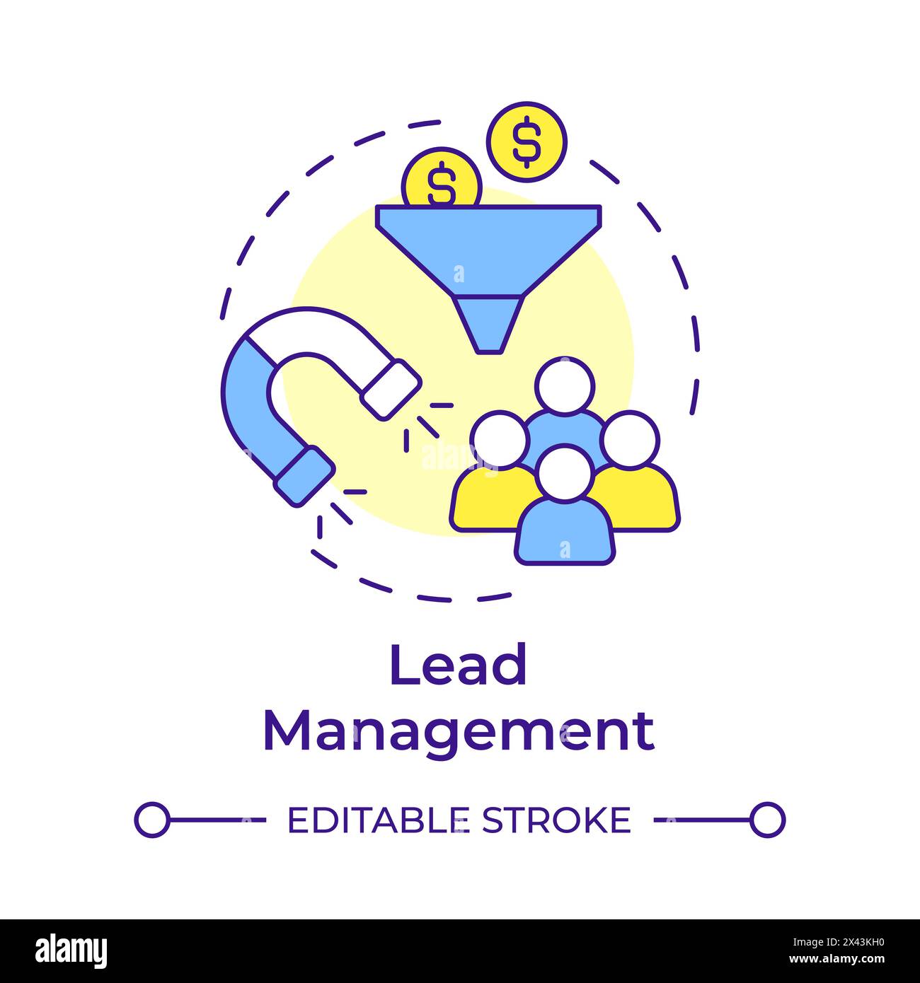 Lead management multi color concept icon Stock Vector