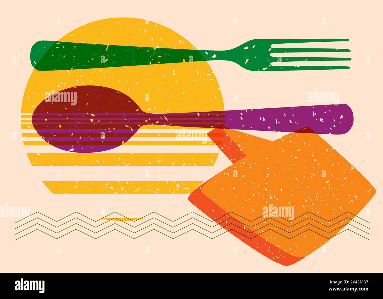 Risograph spoon fork geometric shapes hi-res stock photography and ...