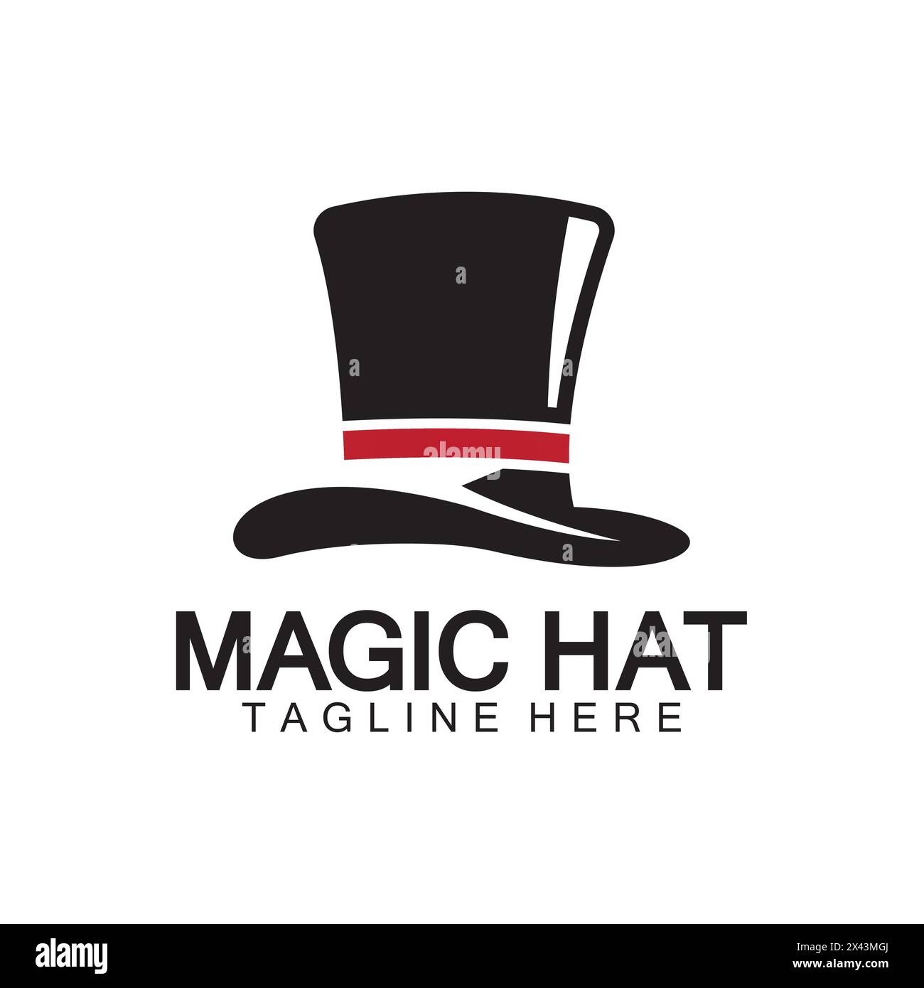 Magic hat logo, Black Magician hat icon vector template Stock Vector