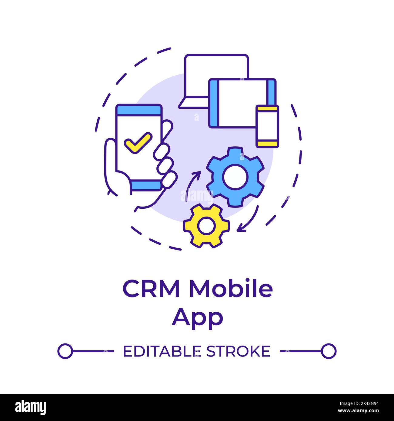 CRM mobile app multi color concept icon Stock Vector