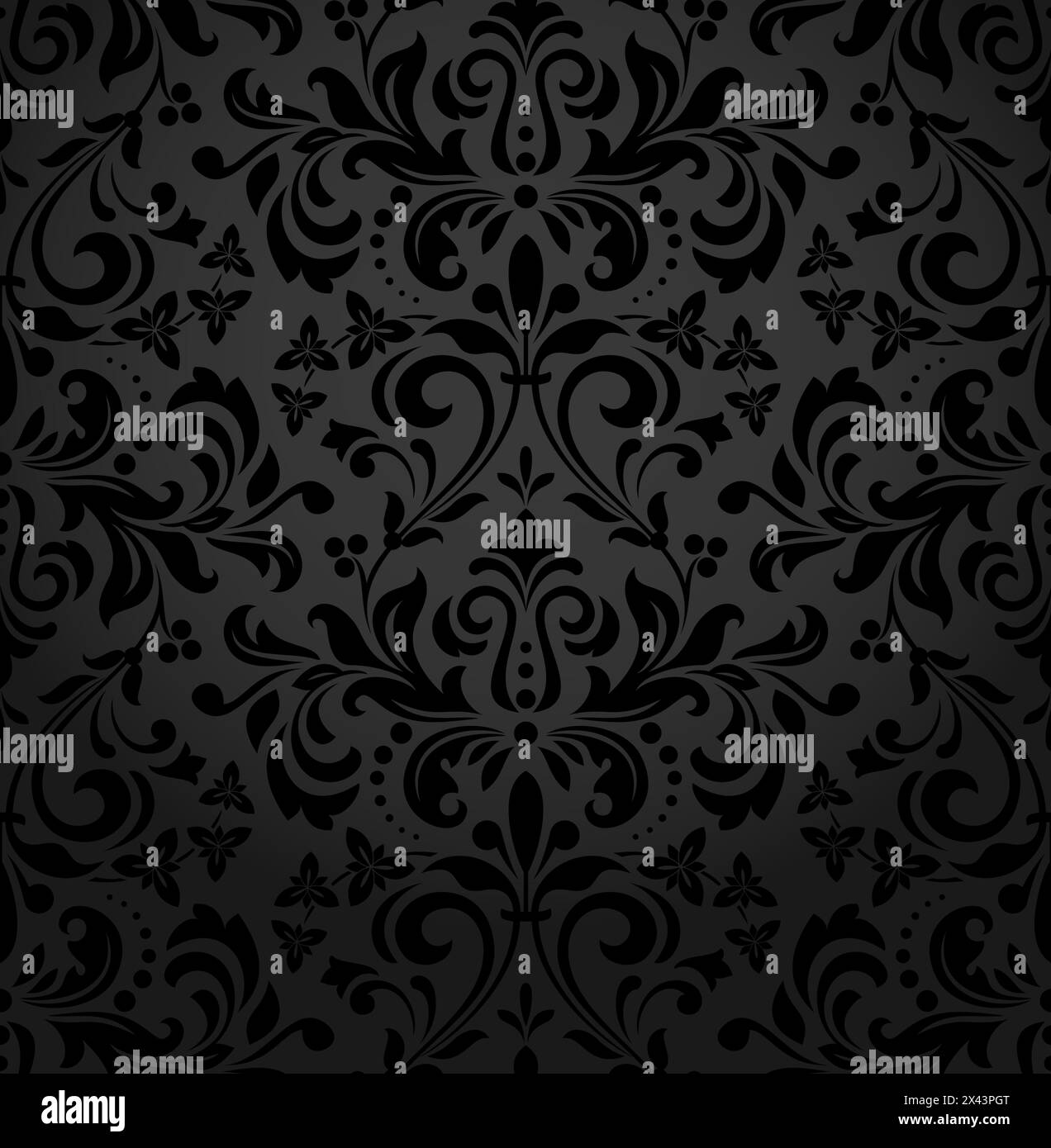 Floral pattern. Wallpaper baroque, damask. Seamless vector background. Black ornament Stock Vector
