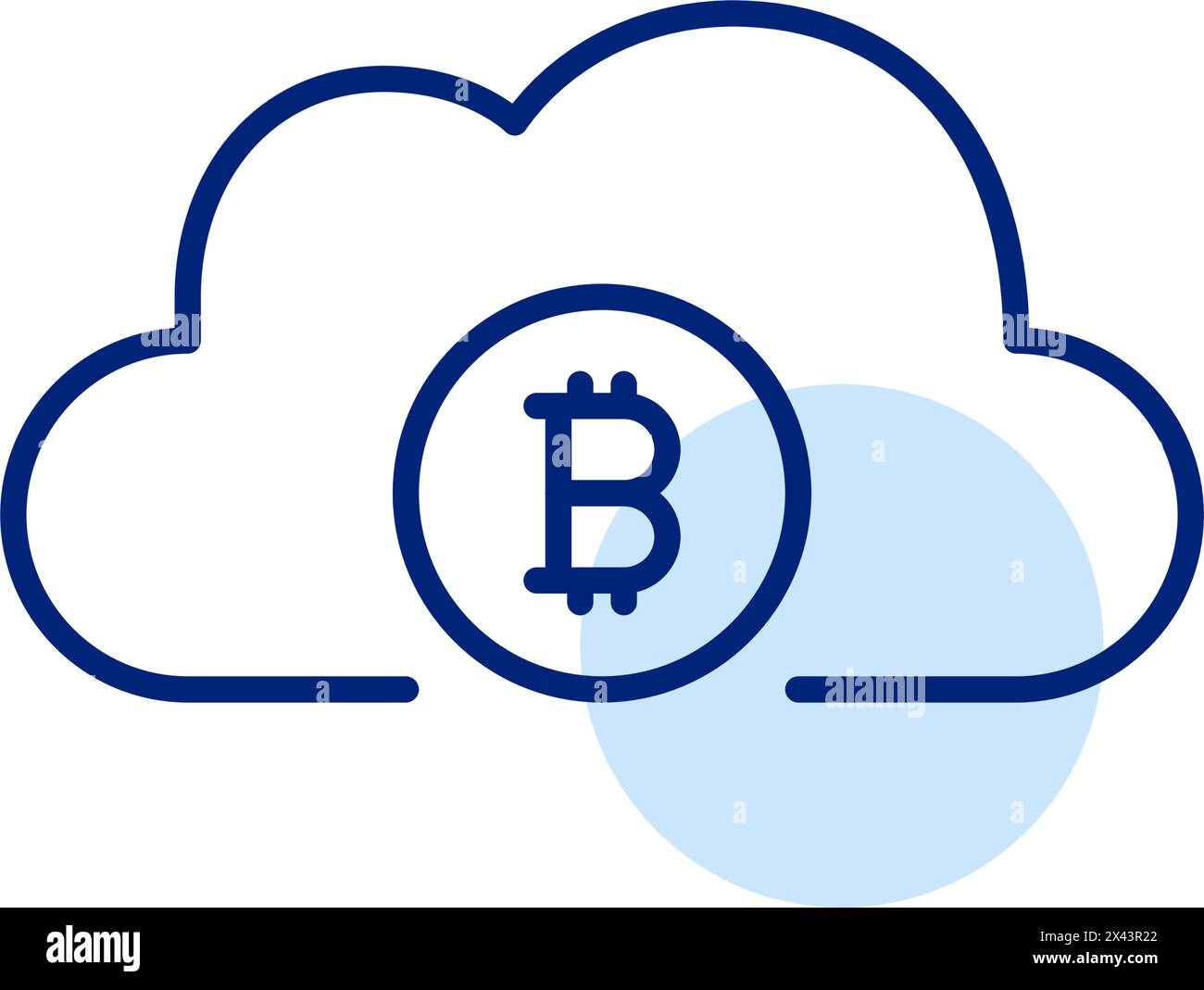 Bitcoin cloud. Decentralized cryptocurrency nature and security. Pixel perfect, editable stroke icon Stock Vector