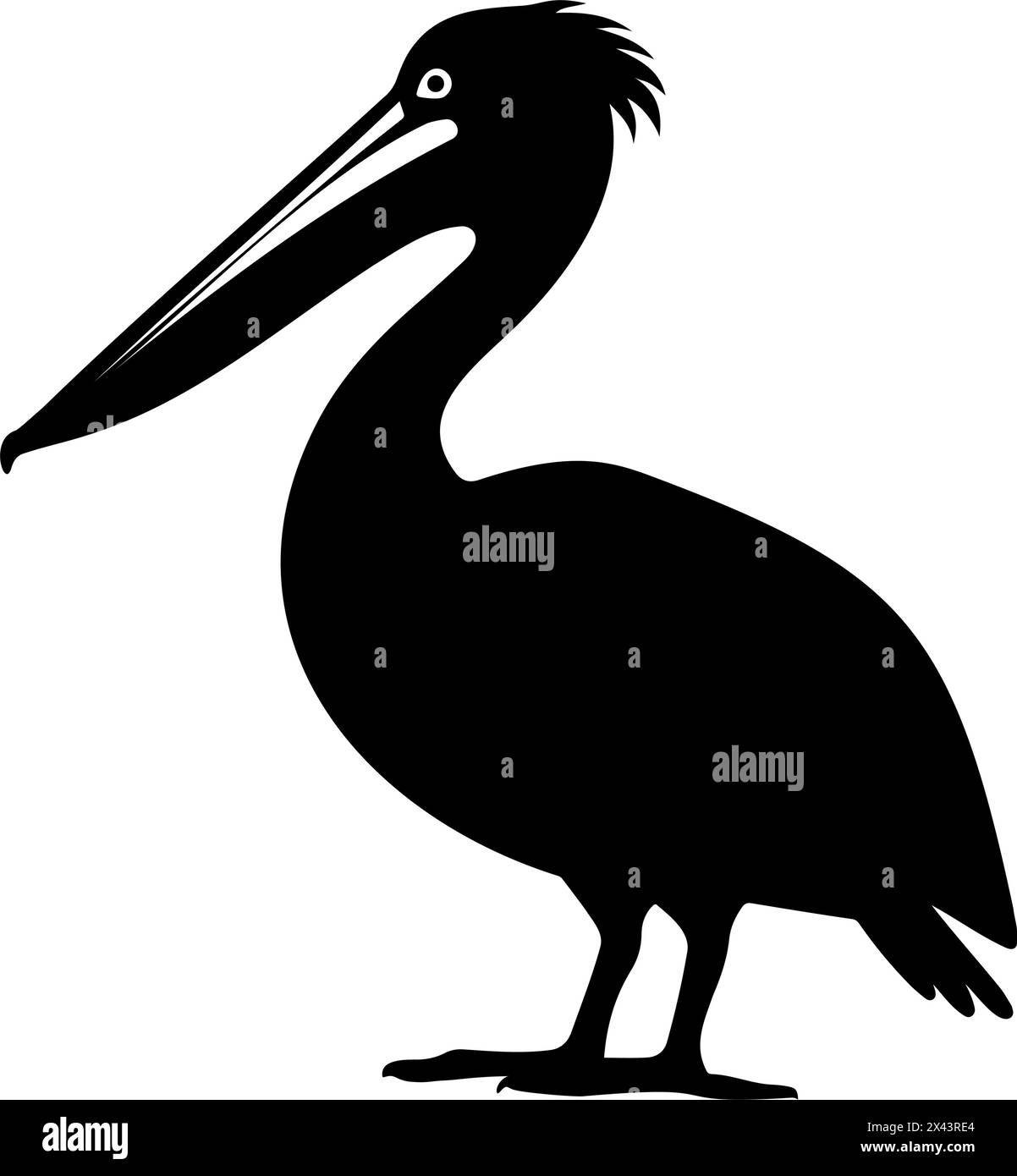 Pelican bird silhouette. Vector illustration Stock Vector