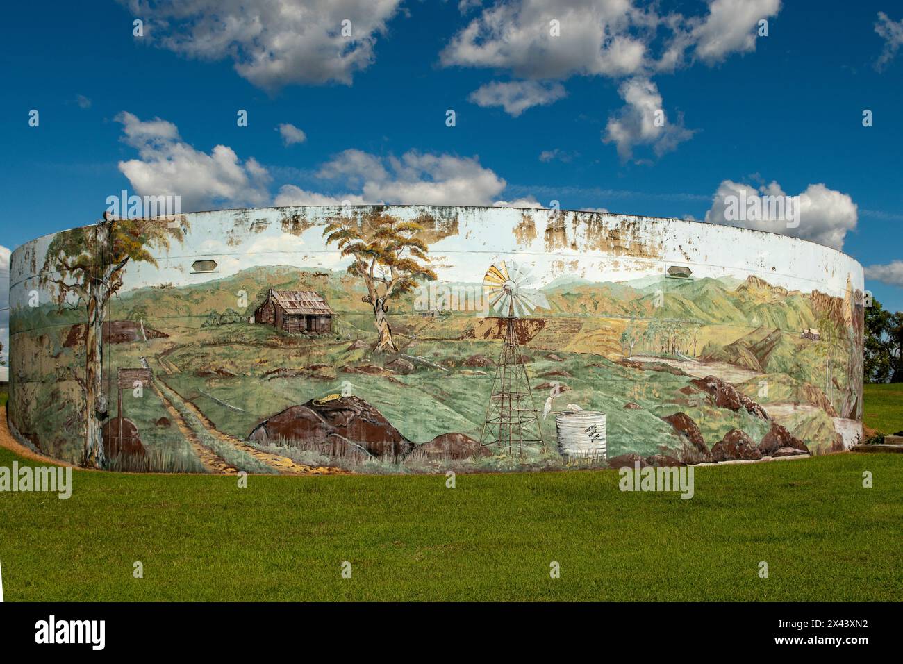 Water Tank Art by Debbie Wait, Monto, Queensland, Australia Stock Photo