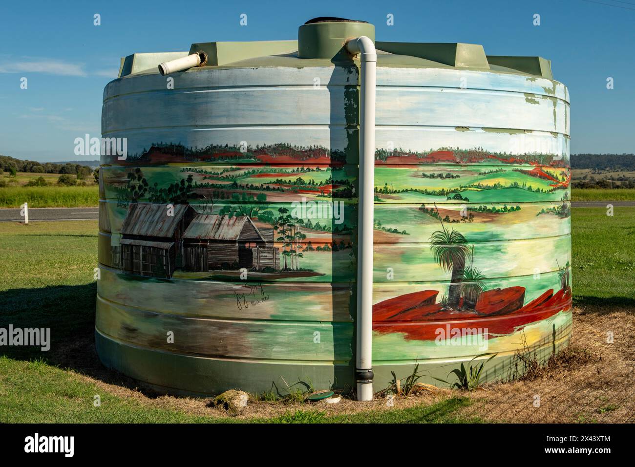 Water Tank Art by Joy Spry, Binjour, Queensland, Australia Stock Photo